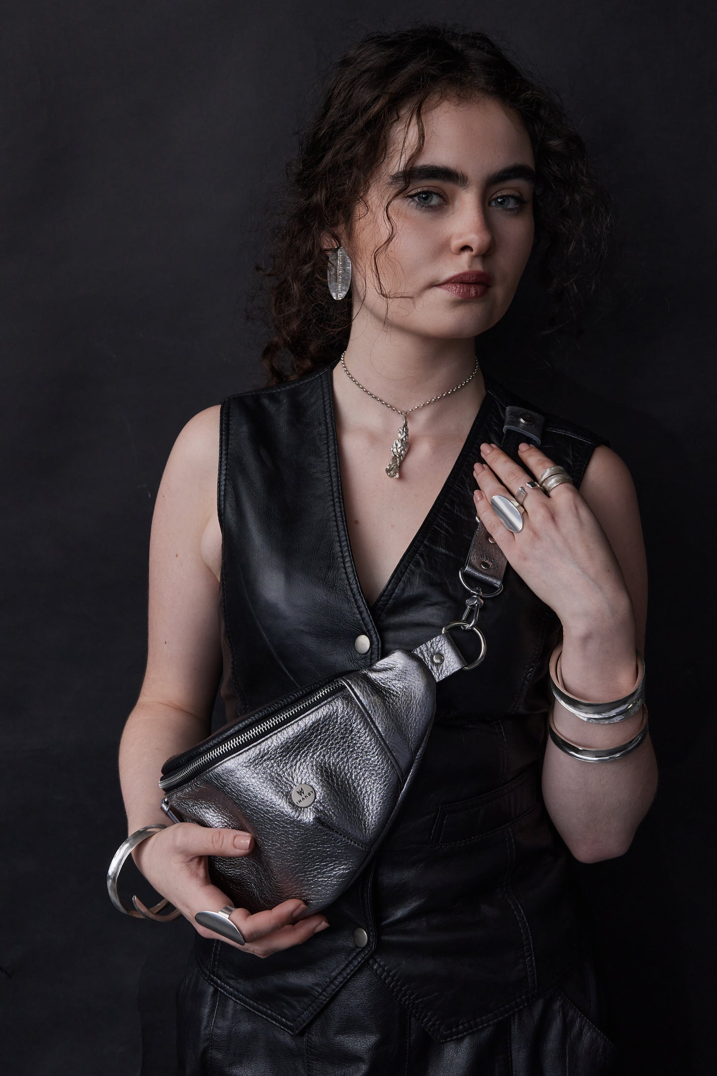 Twinkle Pop Silver Bum bag – Metallic Deer Leather, Limited Edition