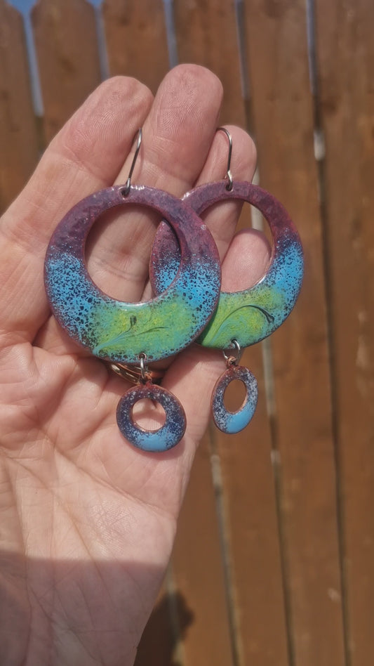 Large Blue and Green Earrings