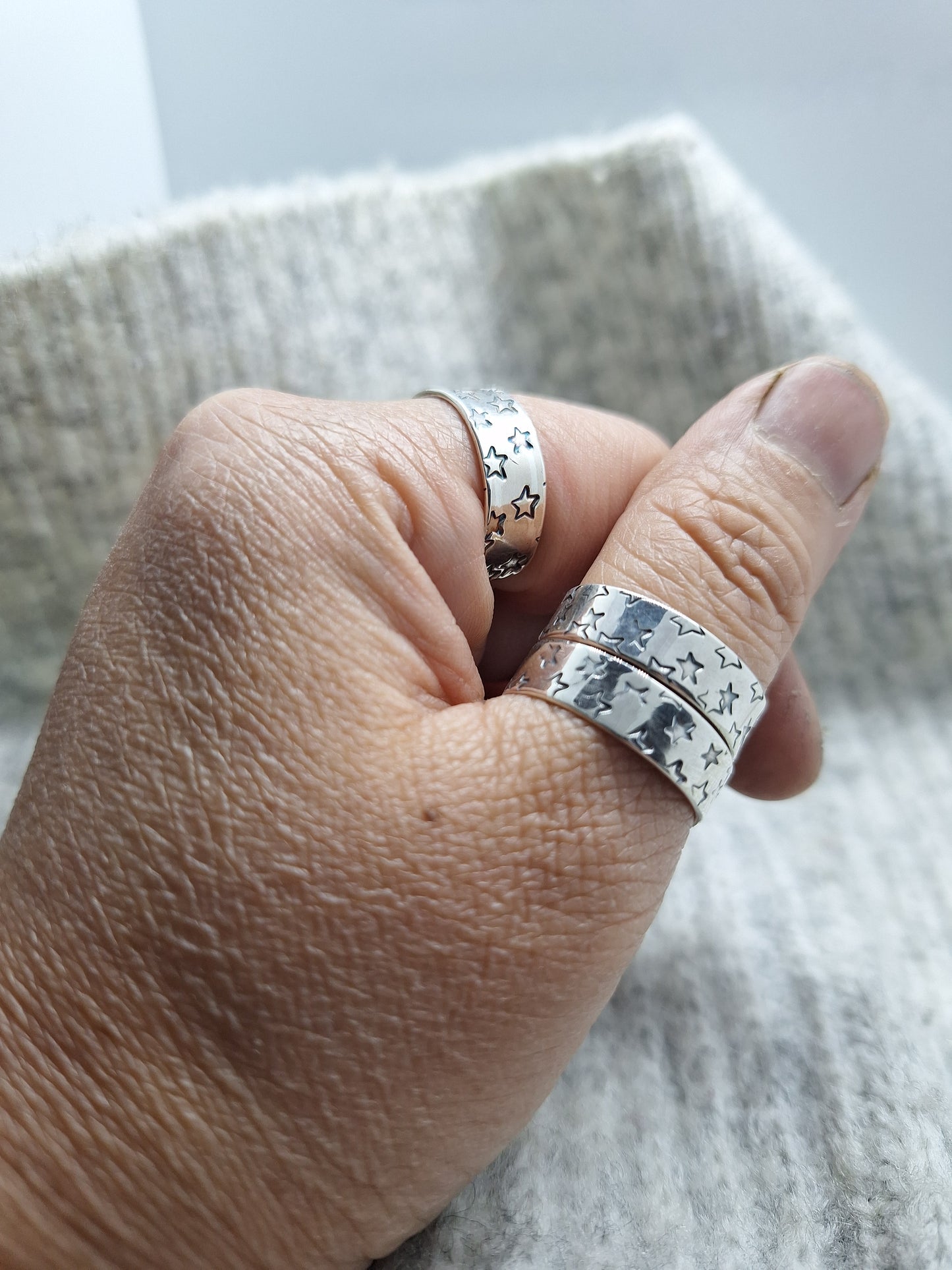 Sterling Silver Stars Open Ring