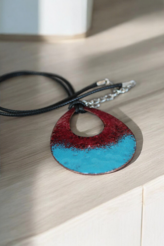 Teal and Ruby Pendant