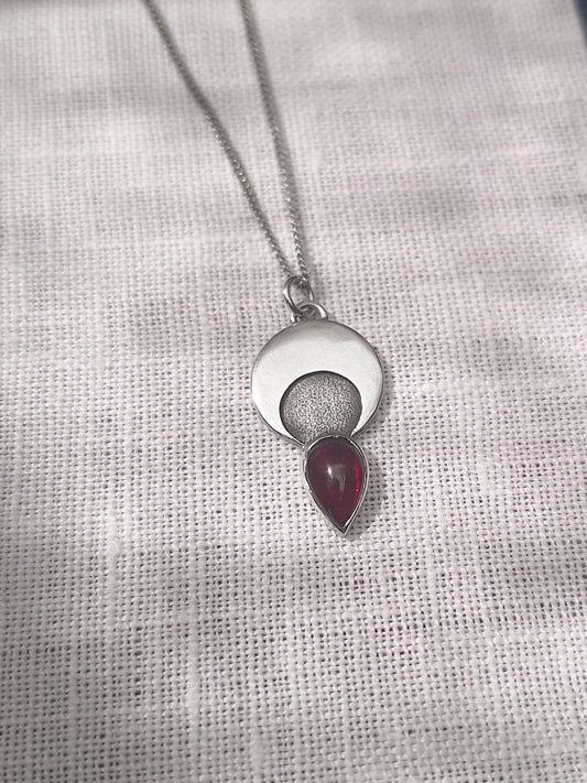 Garnet moon pendant