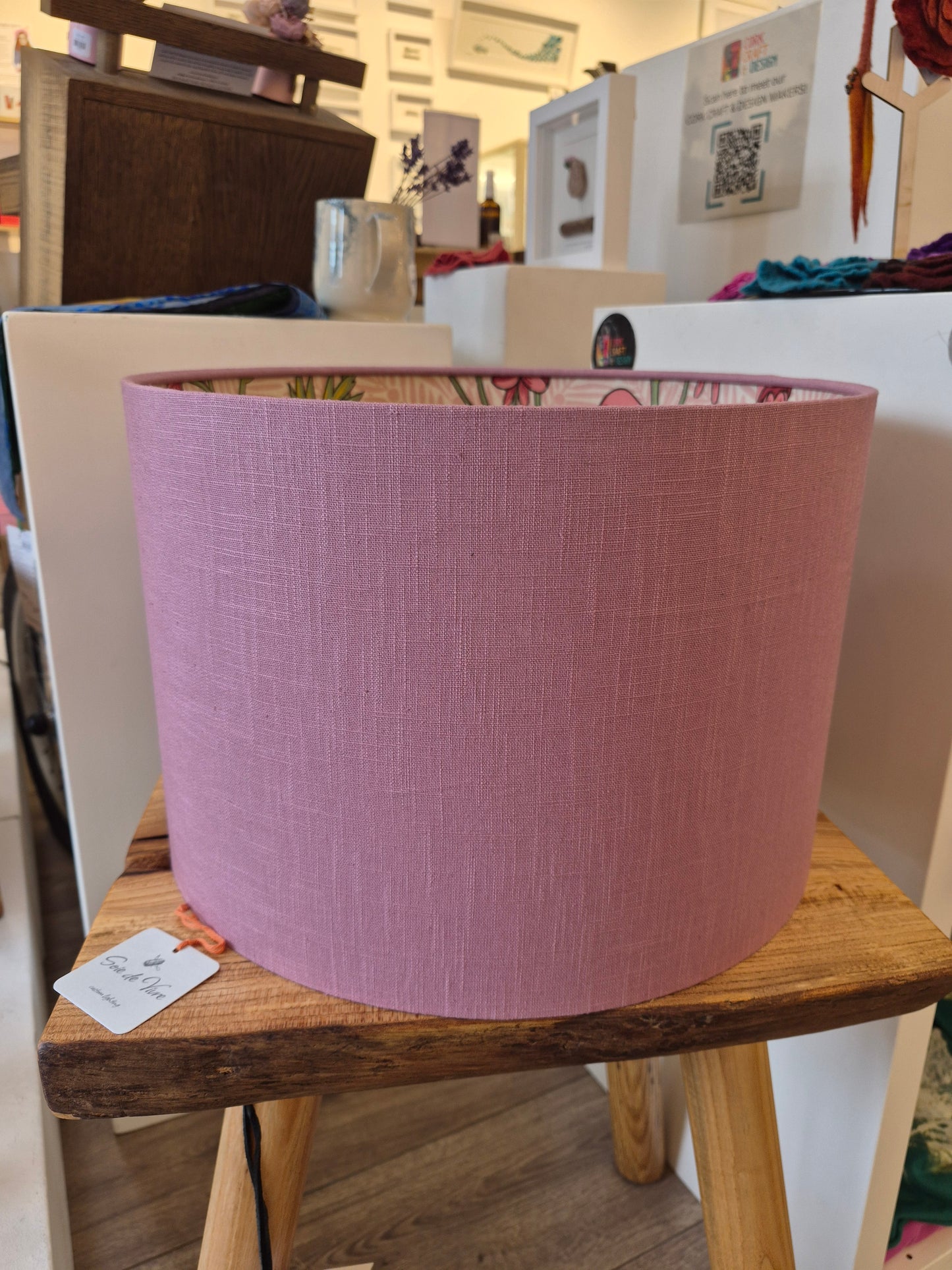 Mauve Linen Drum Shade