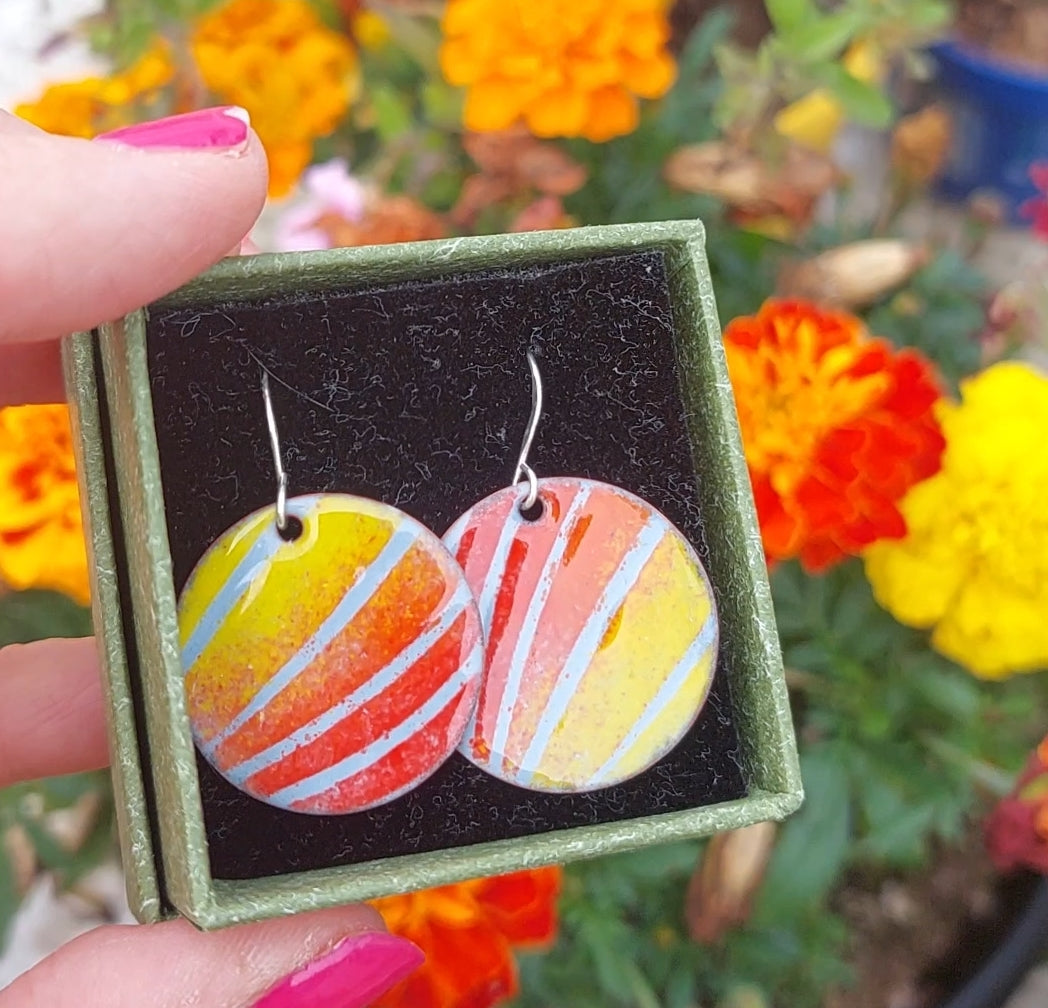 Red, Orange, Yellow Ombrée earrings