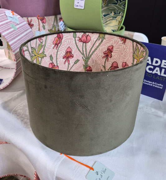 Moss Green Velvet Drum Shade