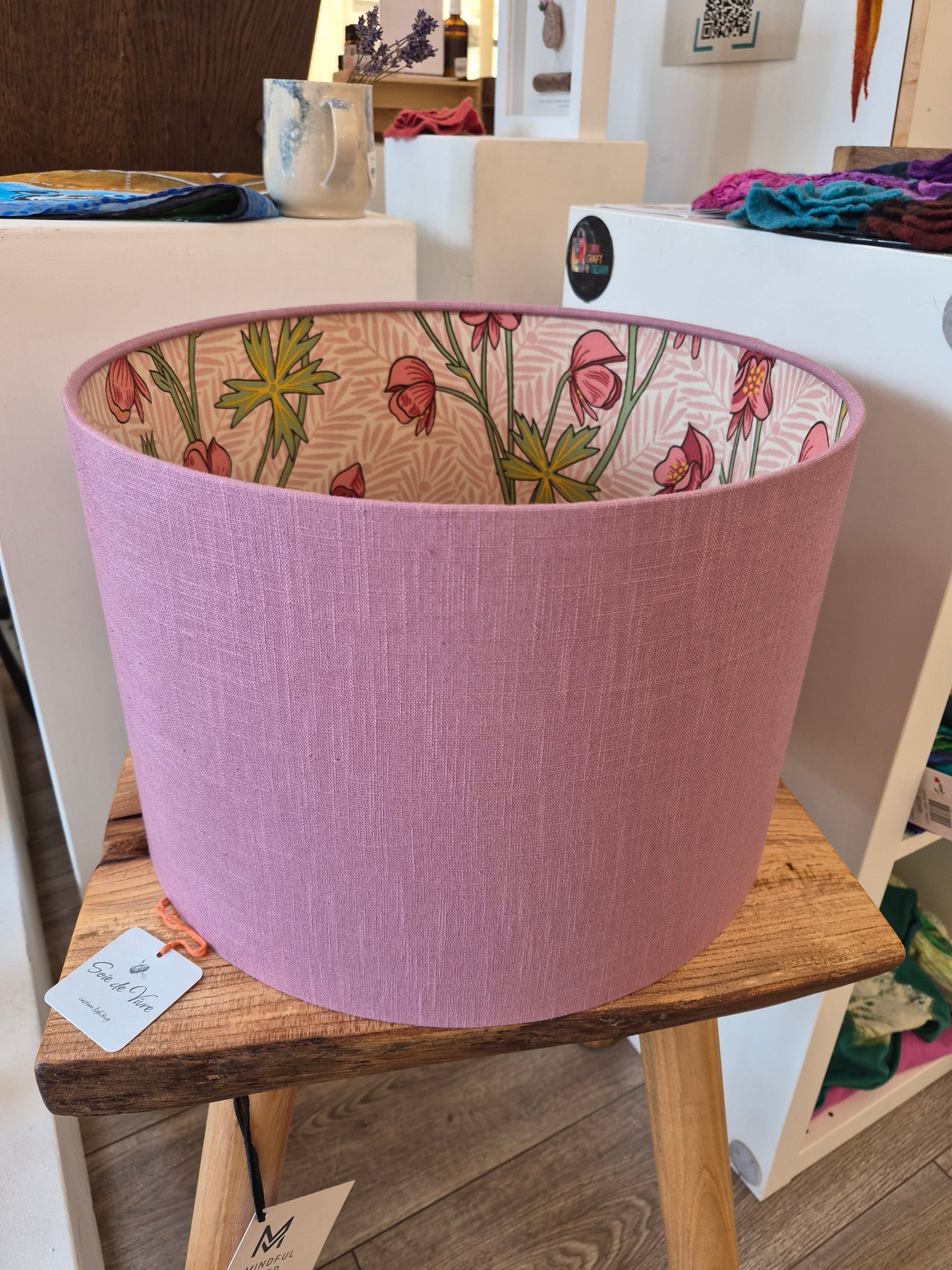 Mauve Linen Drum Shade