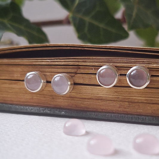 Rose quartz stud earrings