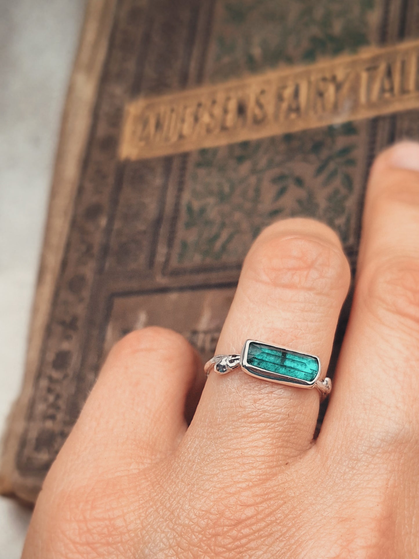 Tourmaline twig ring