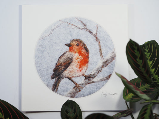 Robin Red Breast (Print of Needle Felted Original)