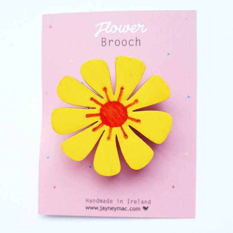 Flower brooch yellow